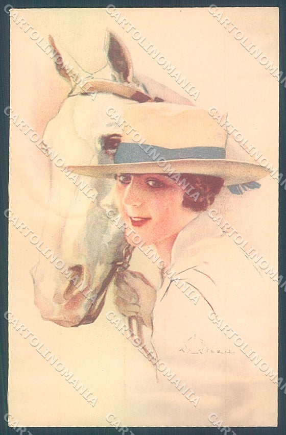 Artist Signed Terzi Lady Horse TRACES OF DAMP serie 320-1 postcard HR4077 – fronte