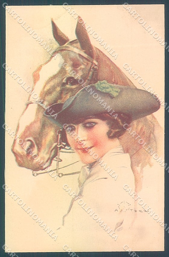 Artist Signed Terzi Lady Horse TRACES OF DAMP serie 320-2 postcard HR4078 – fronte