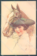 Artist Signed Terzi Lady Horse TRACES OF DAMP serie 320-2 postcard HR4078 – fronte
