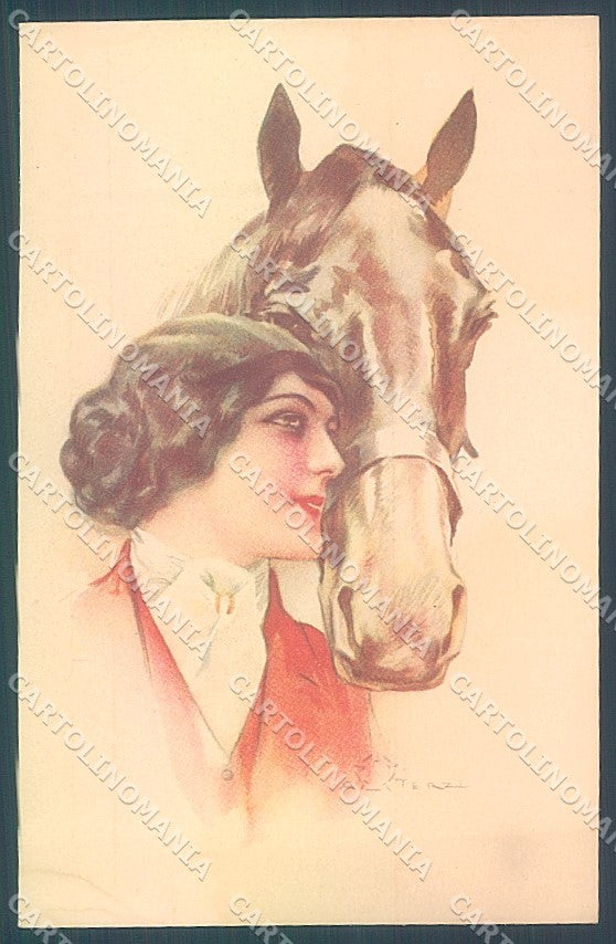 Artist Signed Terzi Lady Horse TRACES OF DAMP serie 320-5 postcard HR4081 – fronte