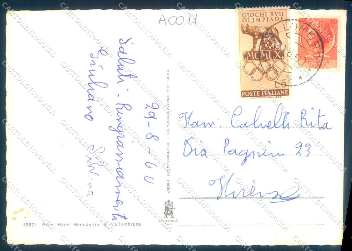 Firenze Vallombrosa Abbazia Alterocca 13521 Foto FG cartolina JK0004 – retro