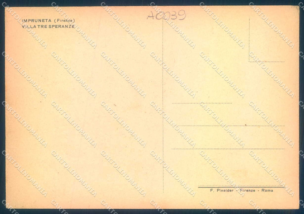 Firenze Impruneta Villa Tre Speranze FG cartolina JK0012 – retro