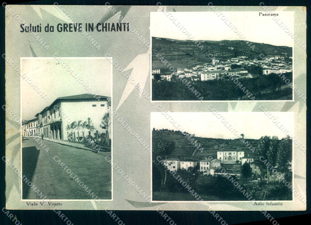 Firenze Greve in Chianti Panorama saluti da FG cartolina JK0014 – fronte