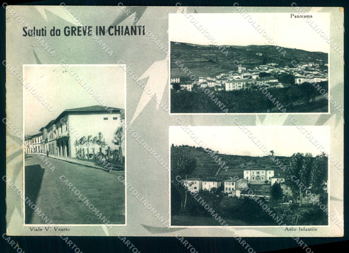 Firenze Greve in Chianti Panorama saluti da FG cartolina JK0014 – fronte