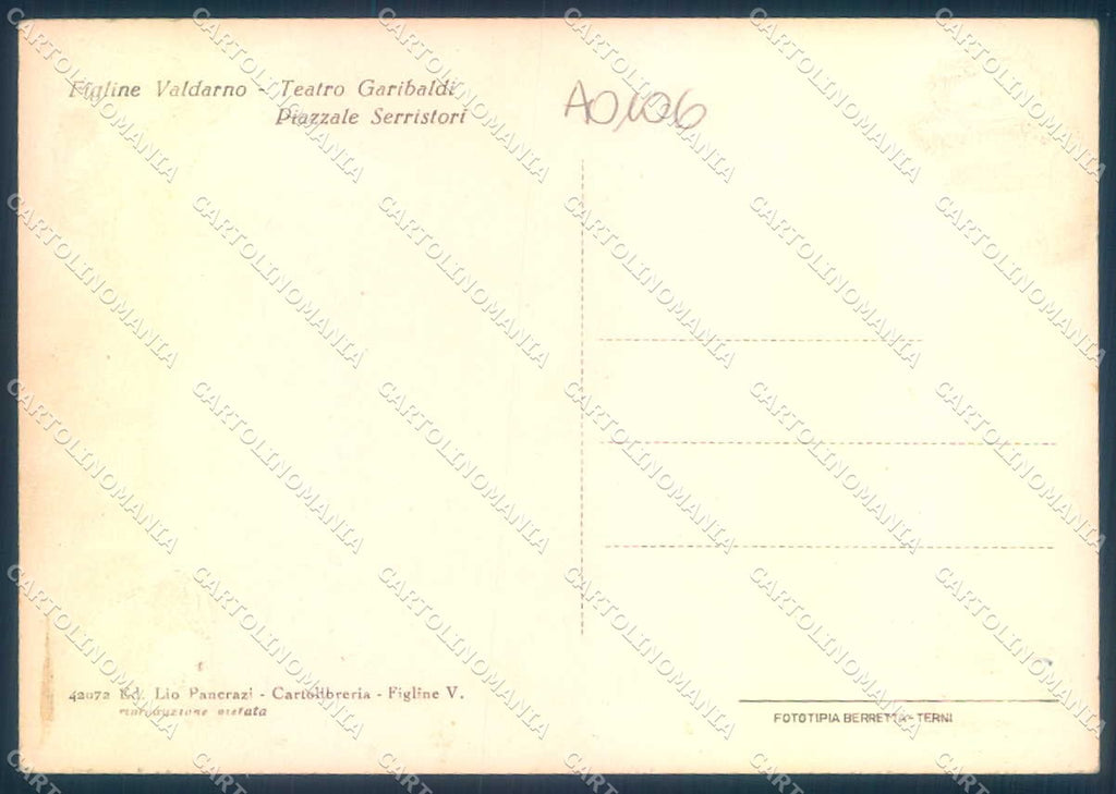 Firenze Figline Valdarno Teatro Garibaldi Piazza Serristori FG cartolina JK0030 – retro
