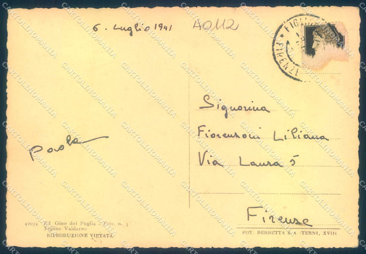 Firenze Figline Valdarno Casa dei Combattenti FG cartolina JK0034 – retro