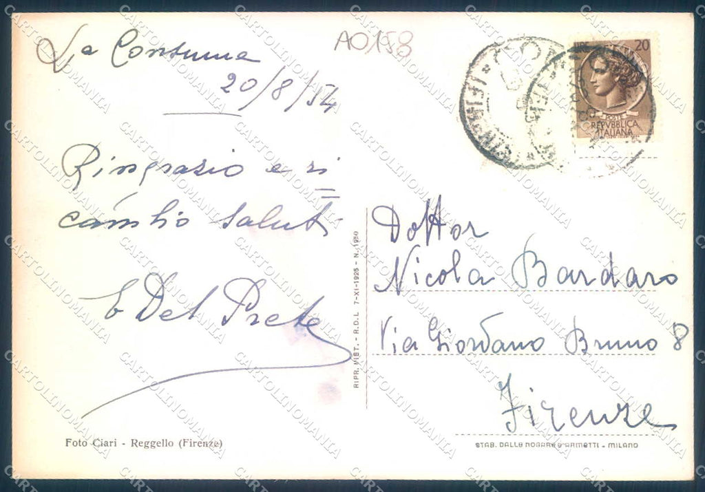 Firenze Consuma FG cartolina JK0047 – retro