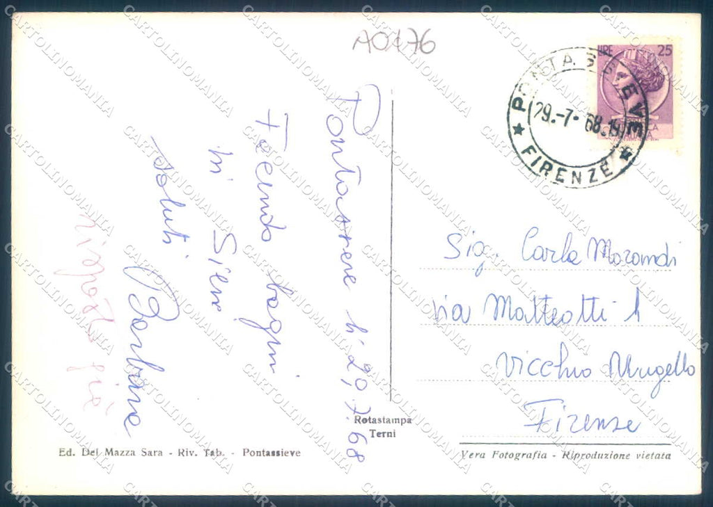 Firenze Pontassieve Ponte Arno FG cartolina JK0051 – retro