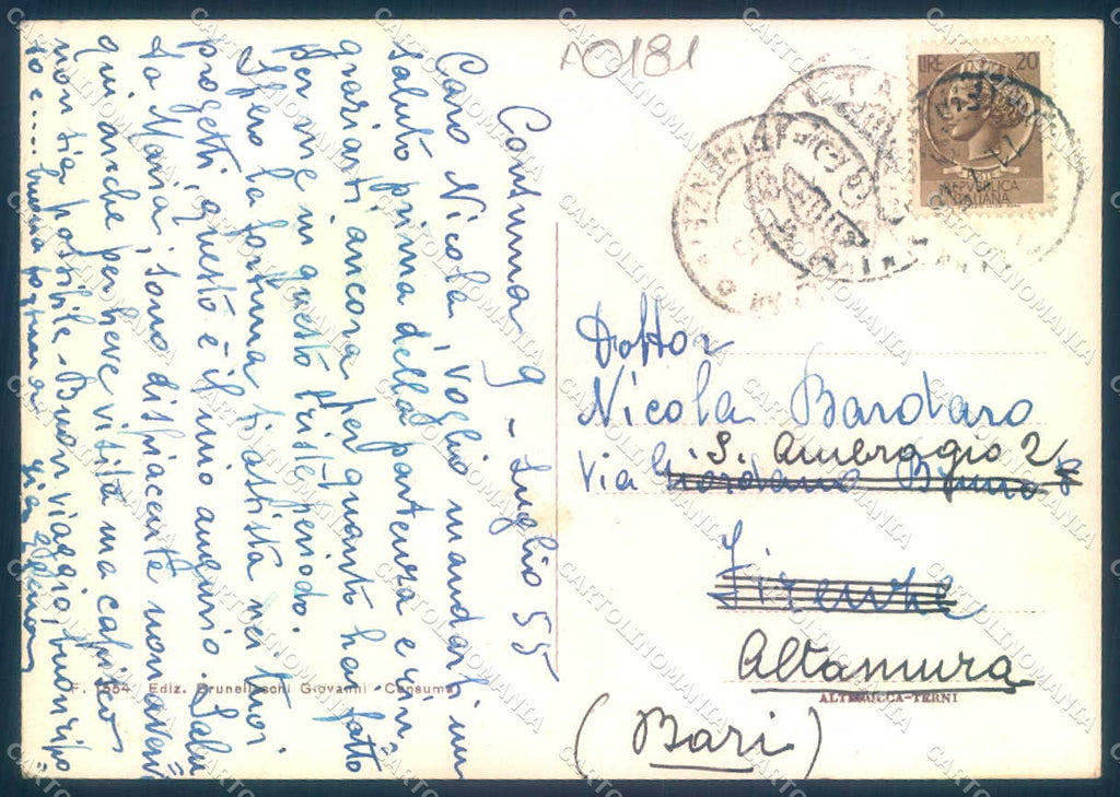 Firenze Consuma Alterocca 1554 FG cartolina JK0053 – retro