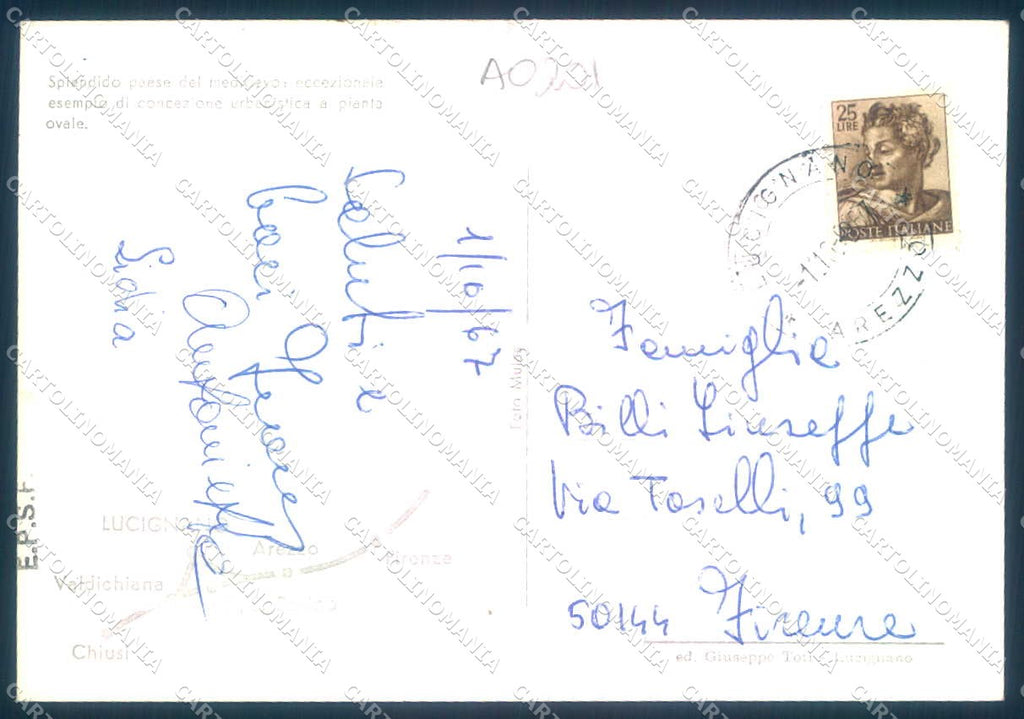 Arezzo Lucignano Val di Chiana Chiesa Foto FG cartolina JK0063 – retro