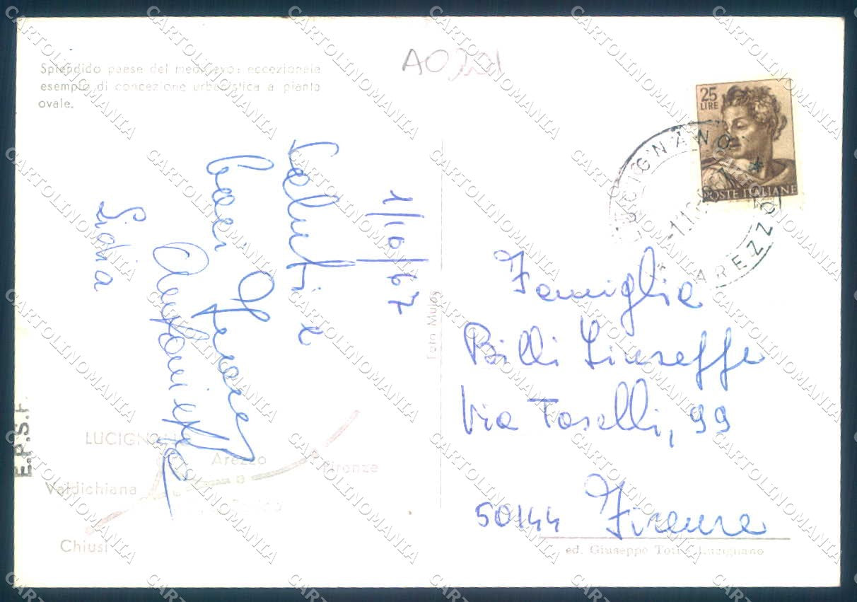 Arezzo Lucignano Val di Chiana Chiesa Foto FG cartolina JK0063 – retro