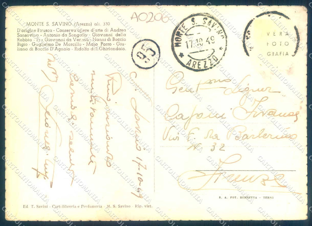 Arezzo Monte San Savino Foto FG cartolina JK0066 – retro