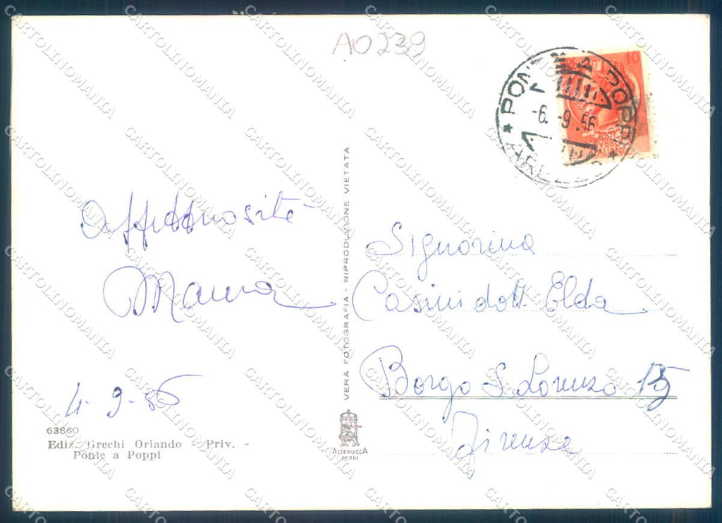 Arezzo Poppi Alterocca 63860 Foto FG cartolina JK0076 – retro