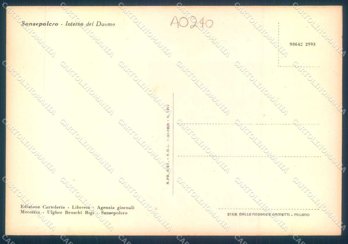 Arezzo San Sepolcro Interno Duomo FG cartolina JK0077 – retro
