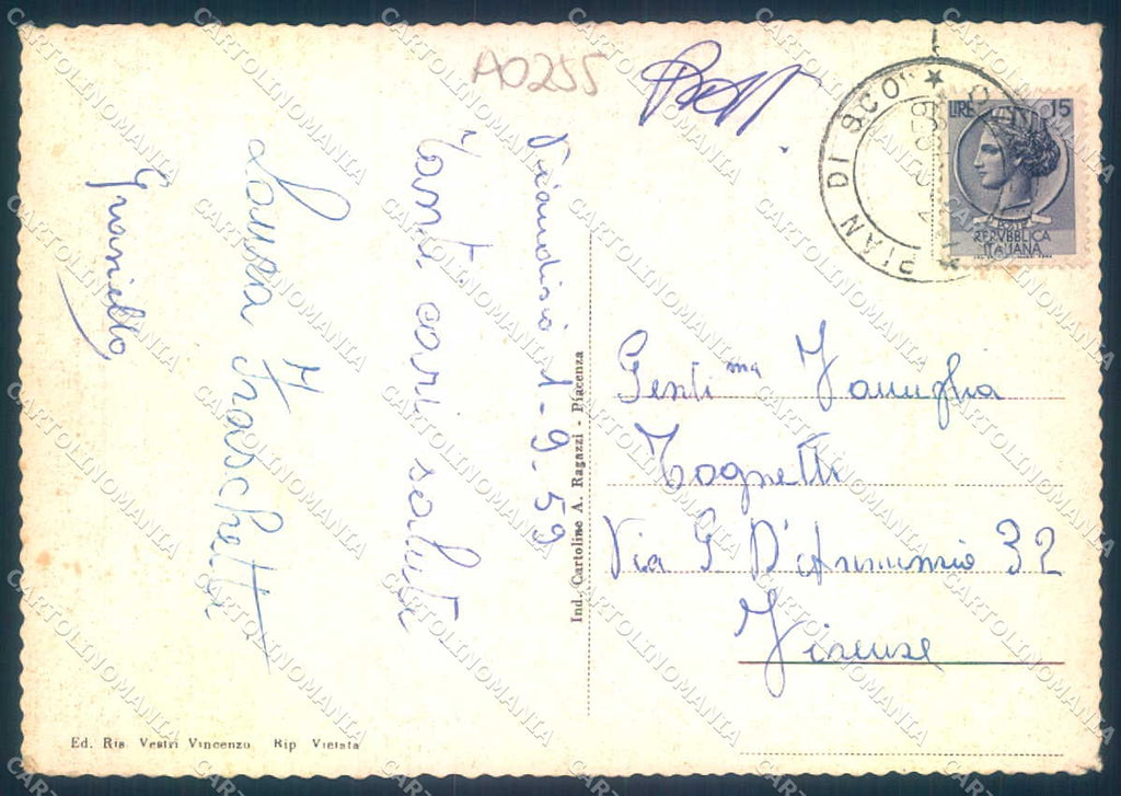 Arezzo Pian di Sco' Chiesa Parrocchiale Municipio saluti da FG cartolina JK0080 – retro
