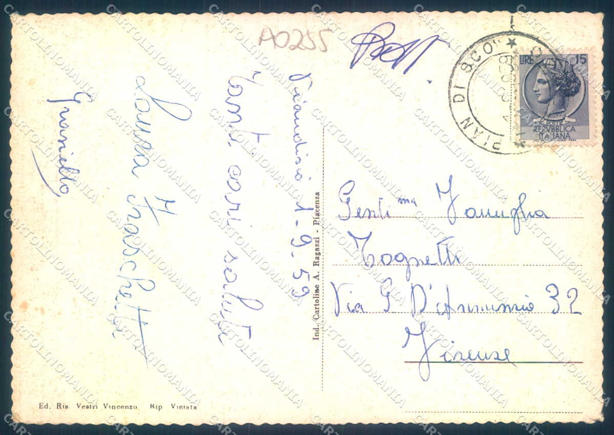 Arezzo Pian di Sco' Chiesa Parrocchiale Municipio saluti da FG cartolina JK0080 – retro