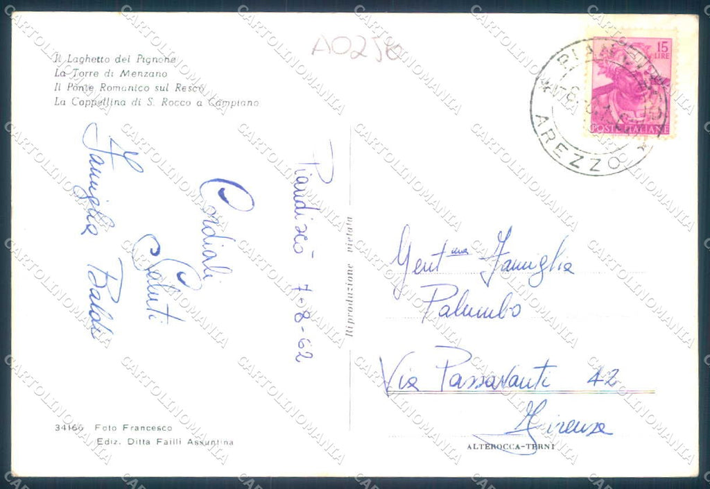 Arezzo Pian di Sco' Alterocca 34166 FG cartolina JK0081 – retro