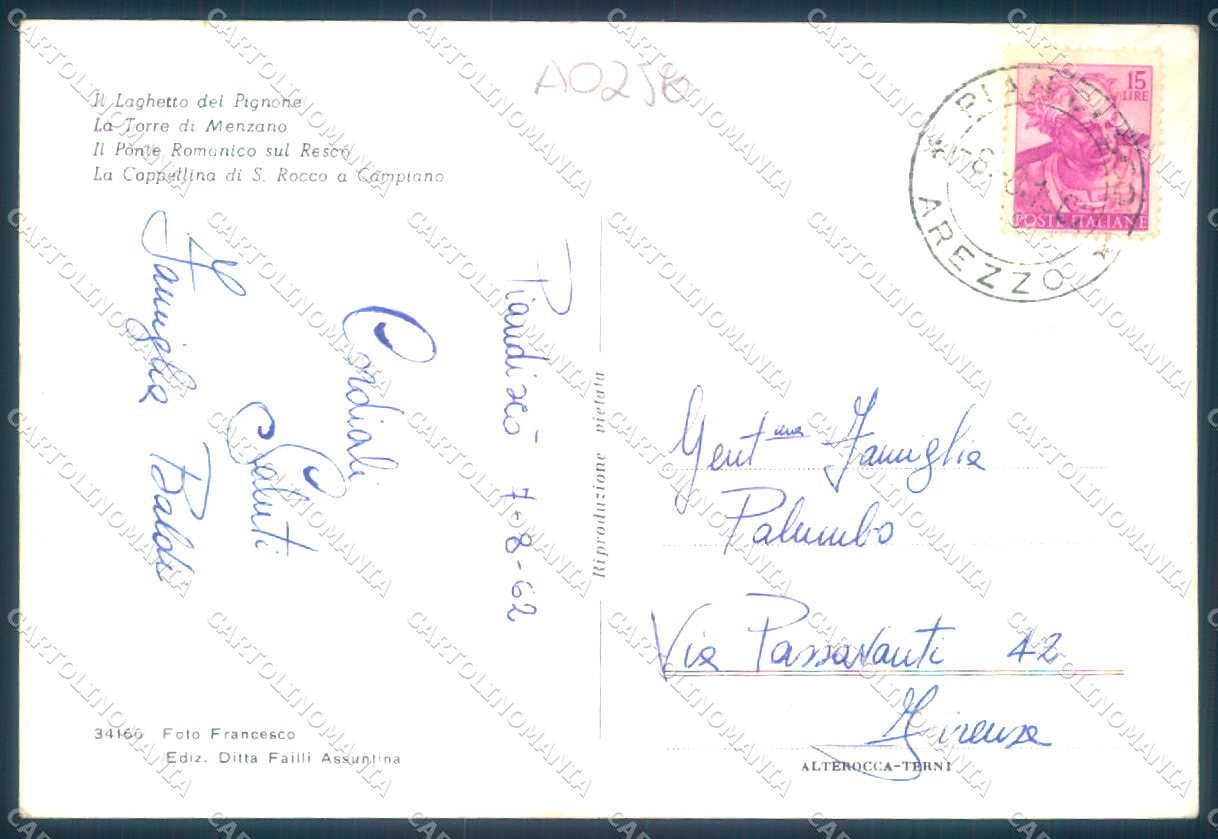 Arezzo Pian di Sco' Alterocca 34166 FG cartolina JK0081 – retro