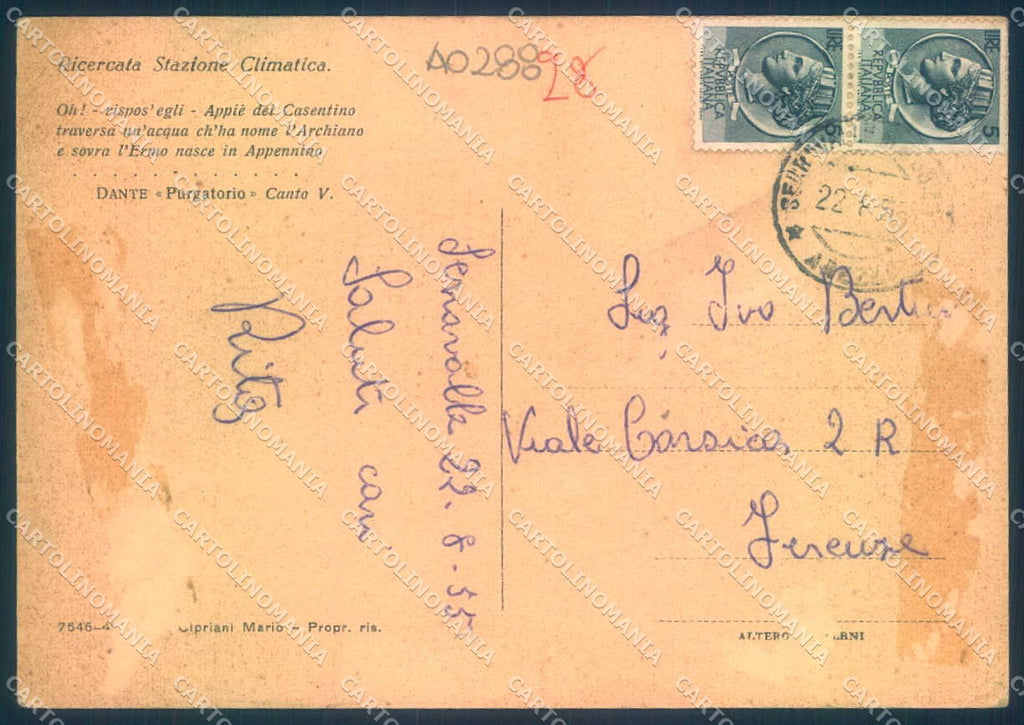 Arezzo Casentino Serravalle Caserma Campo Alterocca ABRASA FG cartolina JK0086 – retro
