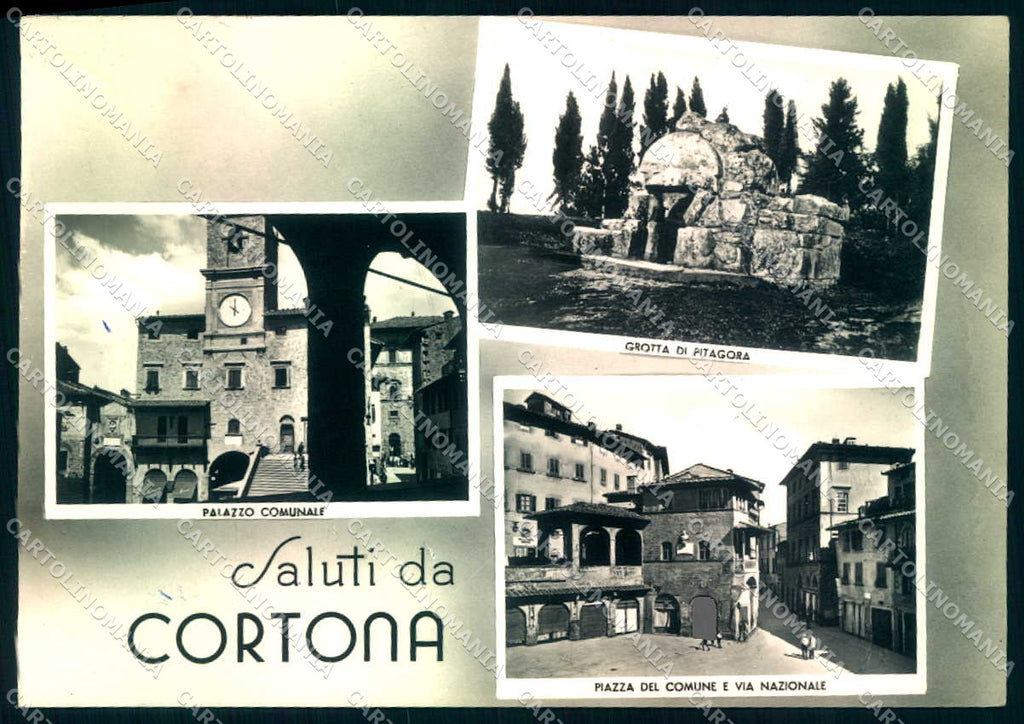 Arezzo Cortona Alterocca 31150 saluti da Foto FG cartolina JK0095 – fronte