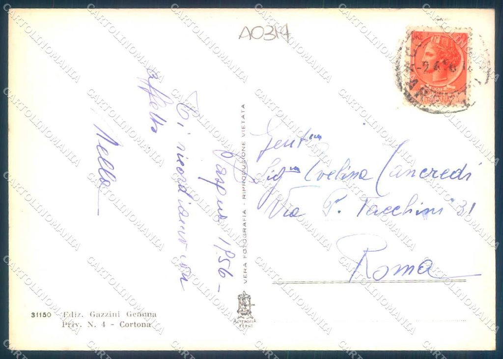Arezzo Cortona Alterocca 31150 saluti da Foto FG cartolina JK0095 – retro