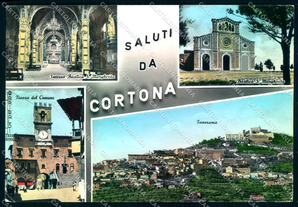 Arezzo Cortona Basilica saluti da STRAPPINO Foto FG cartolina JK0096 – fronte