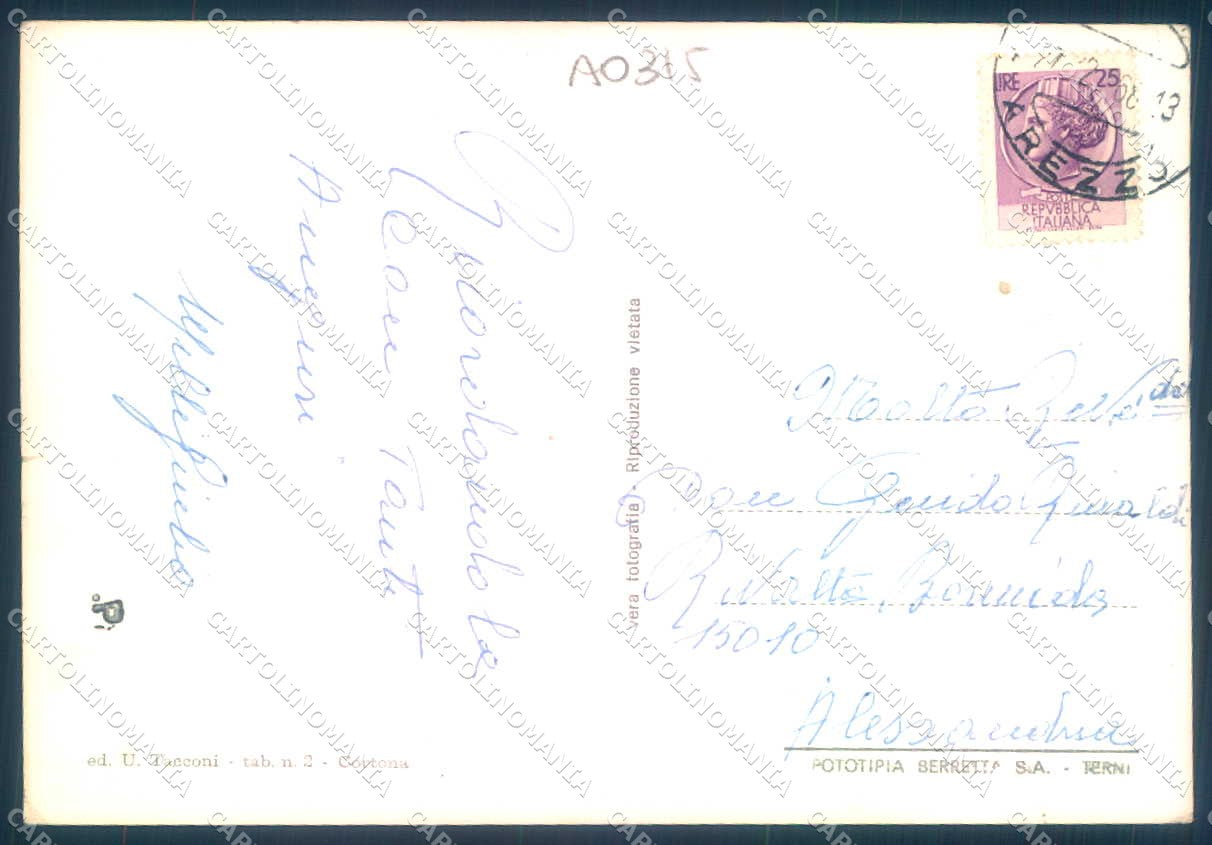 Arezzo Cortona Basilica saluti da STRAPPINO Foto FG cartolina JK0096 – retro