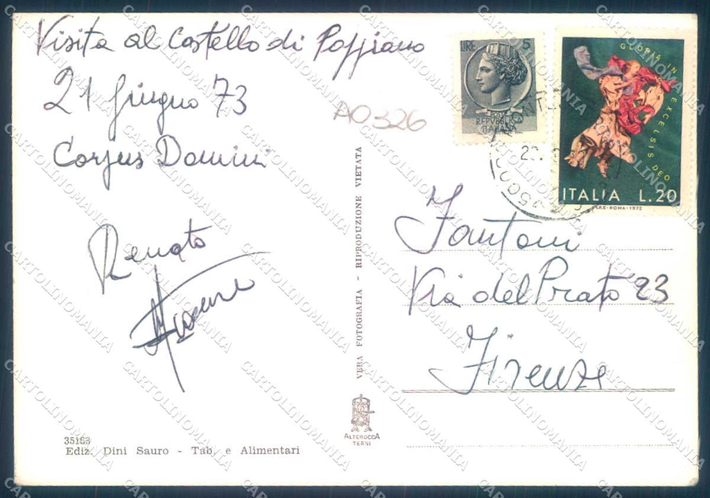 Firenze Montespertoli San Quirico in Collina Alterocca Foto FG cartolina JK0102 – retro