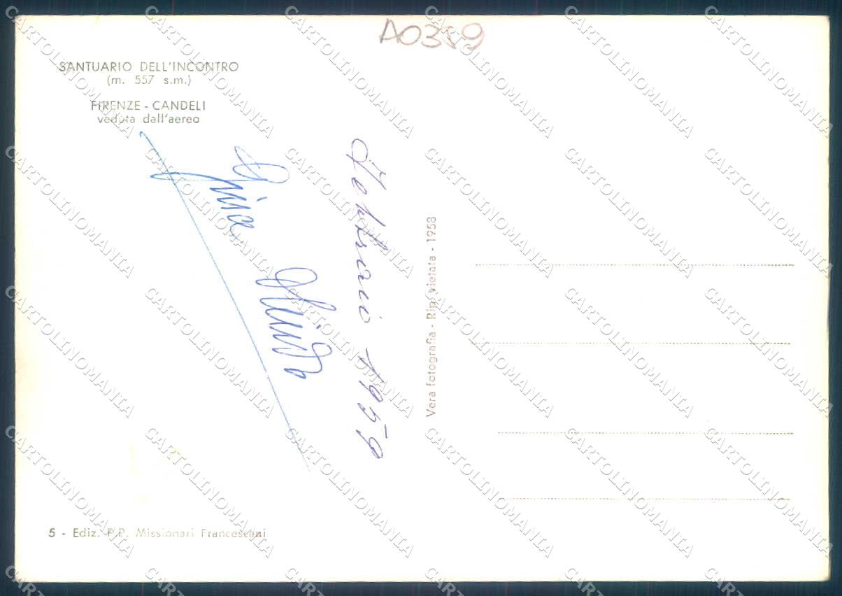 Firenze Candeli Santuario dell'Incontro Foto FG cartolina JK0108 – retro