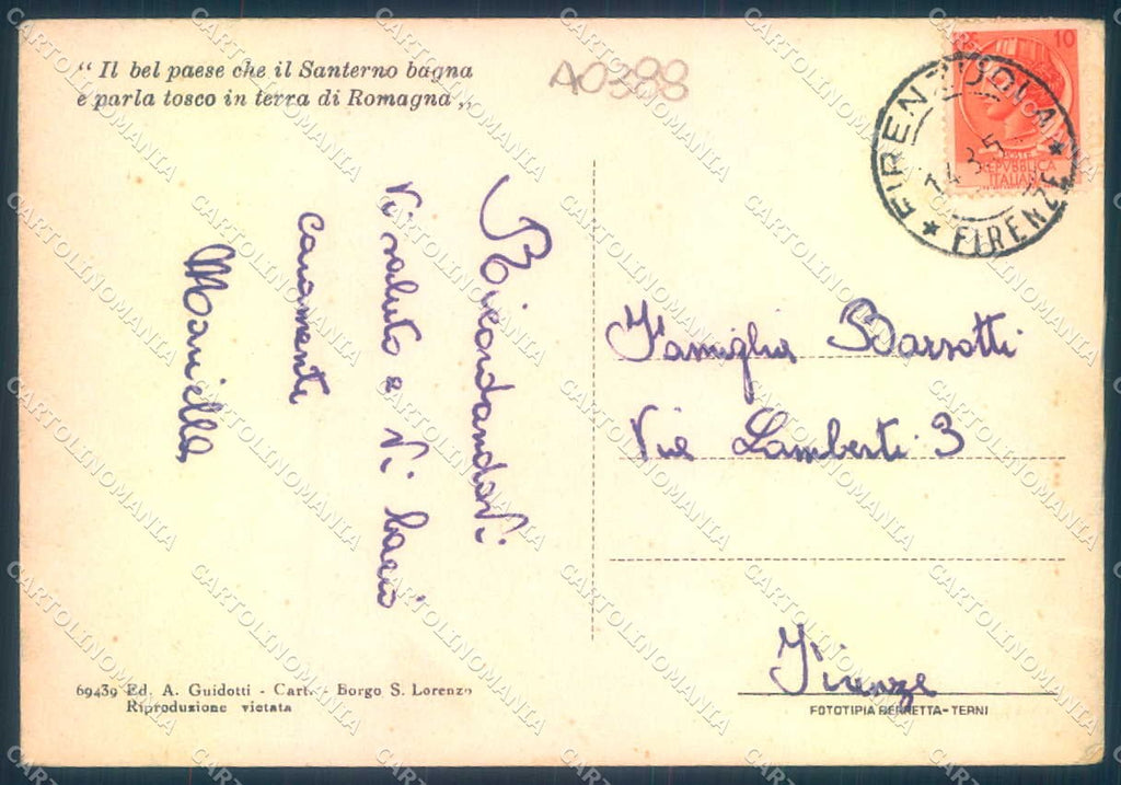 Firenze Firenzuola PIEGA ANGOLO FG cartolina JK0117 – retro