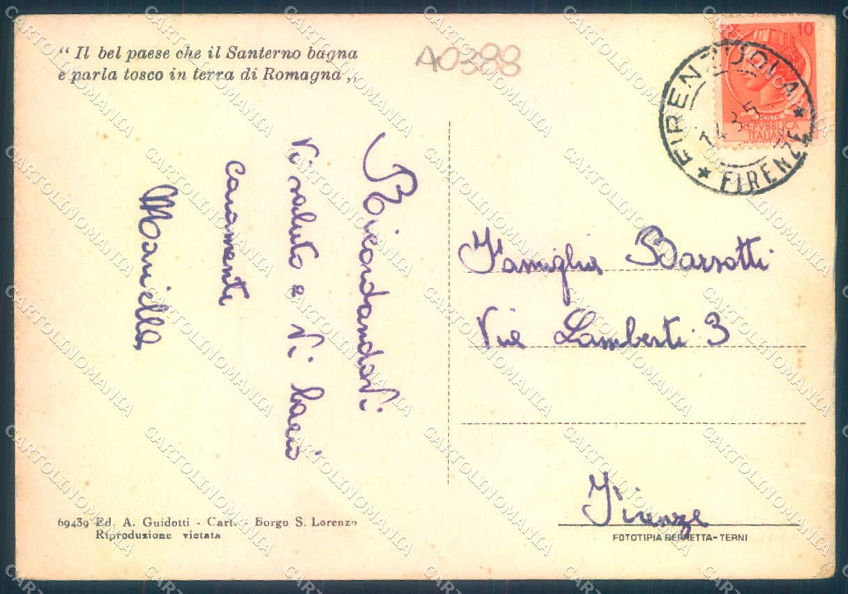 Firenze Firenzuola PIEGA ANGOLO FG cartolina JK0117 – retro