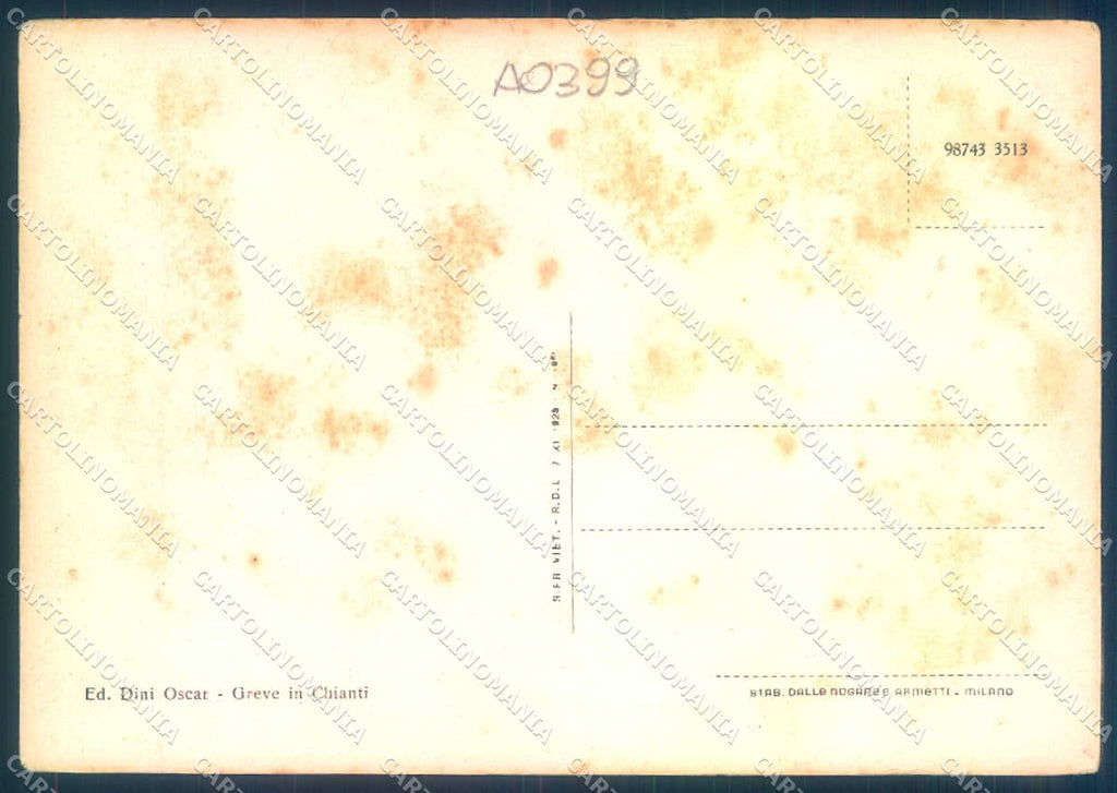 Firenze Greve in Chianti saluti da FG cartolina JK0120 – retro