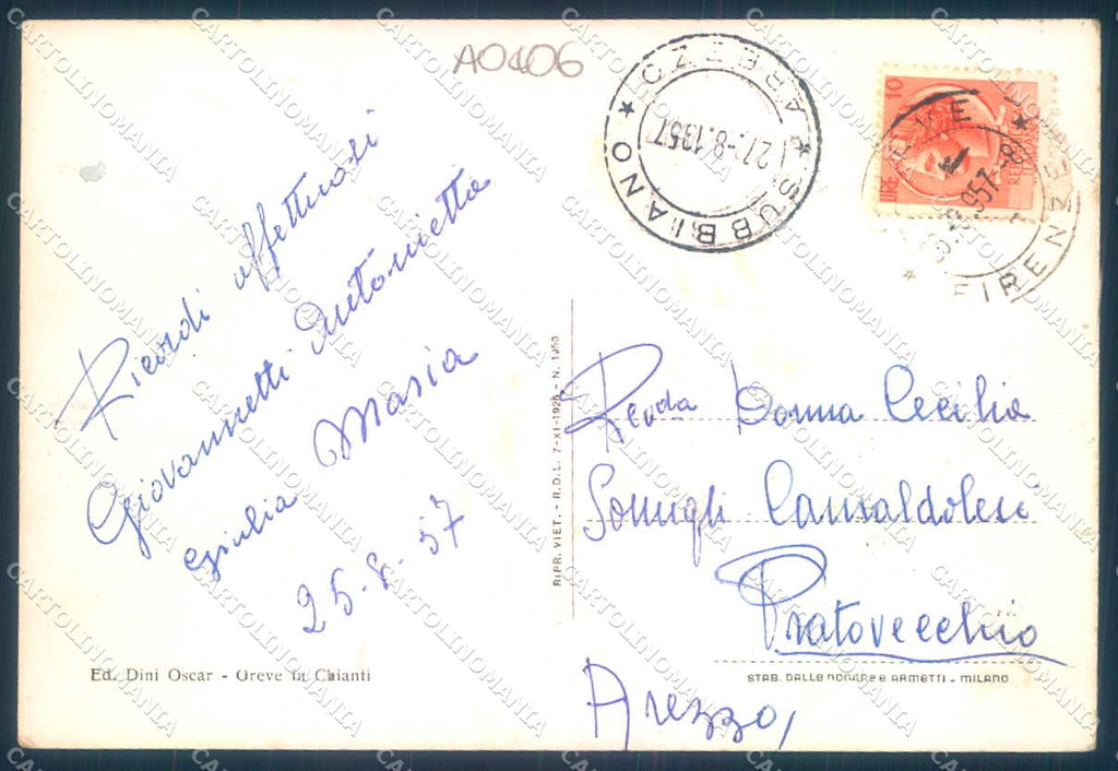 Firenze Greve in Chianti Castello Montefioralle saluti da FG cartolina JK0122 – retro