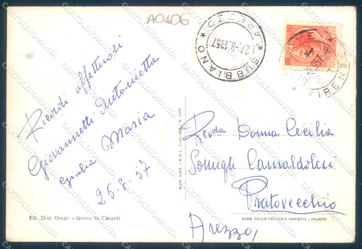 Firenze Greve in Chianti Castello Montefioralle saluti da FG cartolina JK0122 – retro