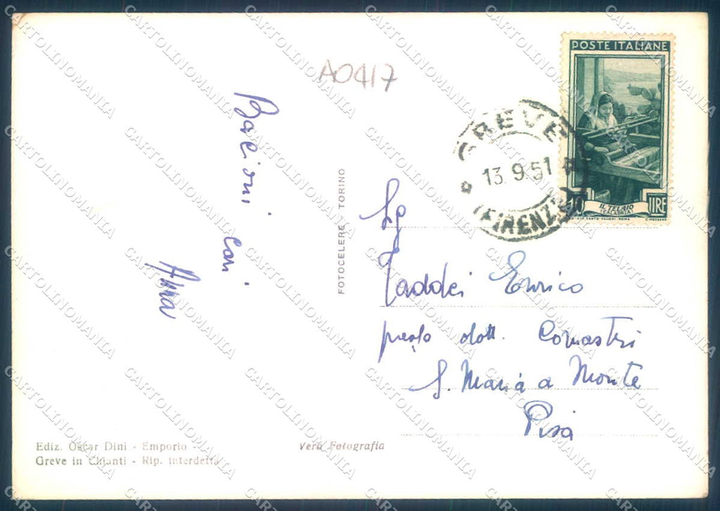 Firenze Greve in Chianti PIEGA ANGOLO Foto FG cartolina JK0125 – retro