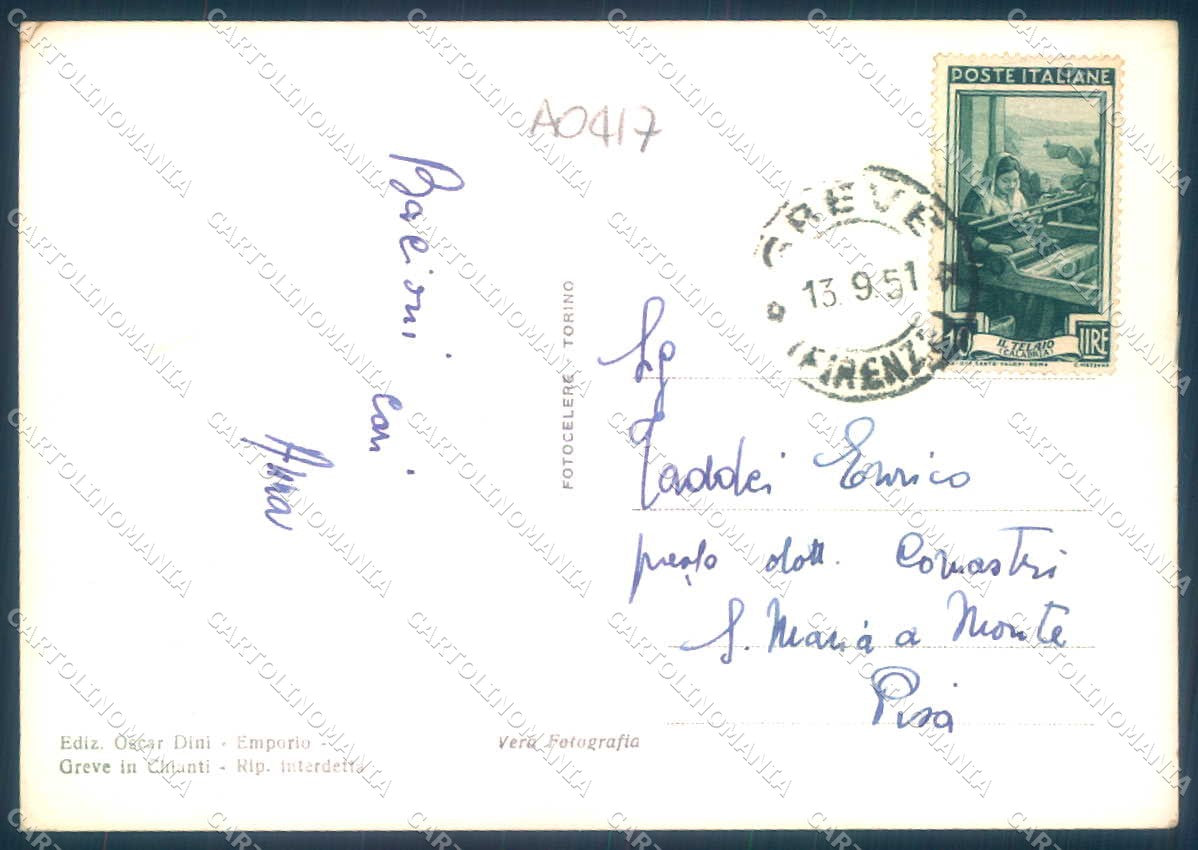 Firenze Greve in Chianti PIEGA ANGOLO Foto FG cartolina JK0125 – retro