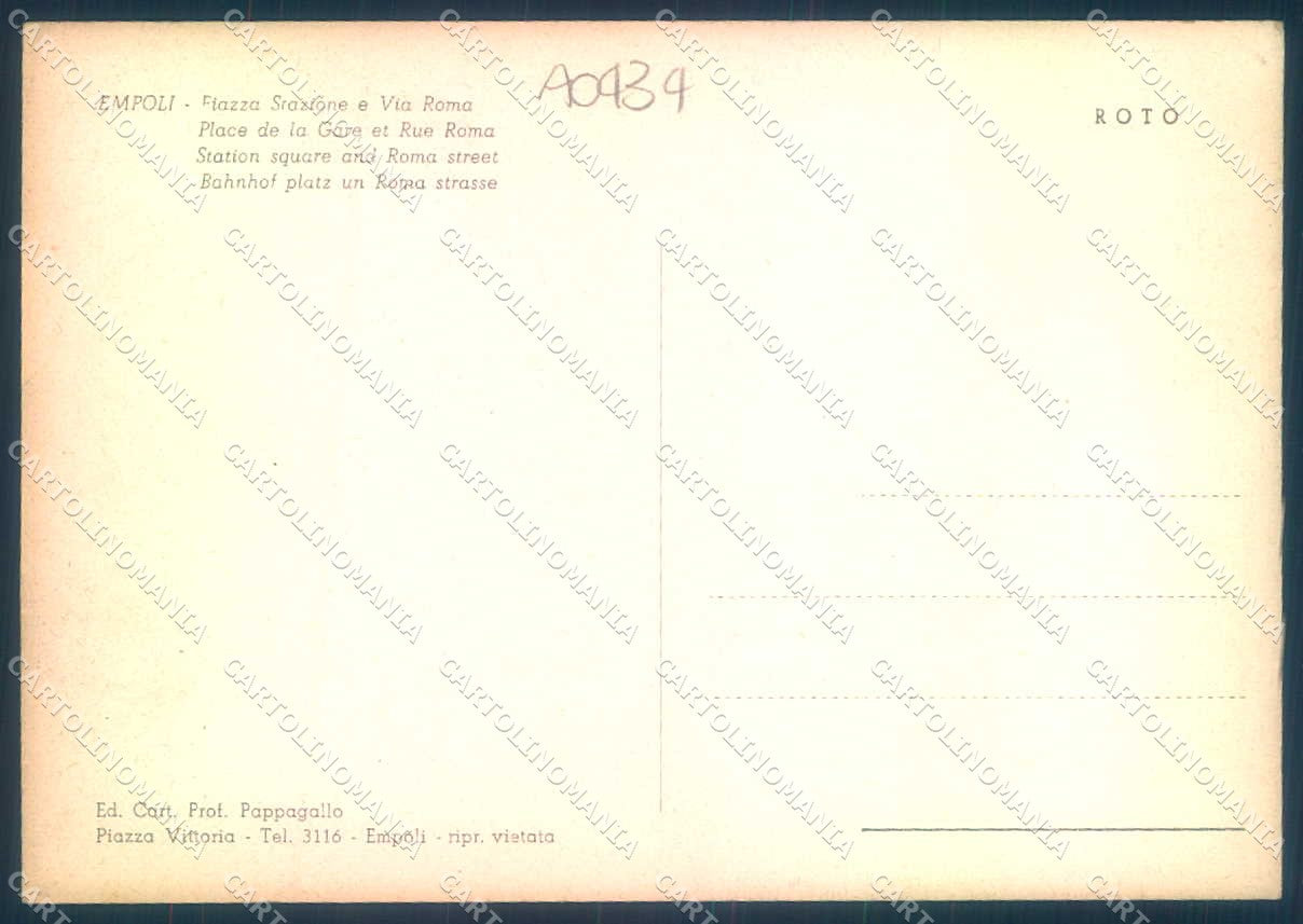 Firenze Empoli Piazza Stazione Via Roma FG cartolina JK0128 – retro