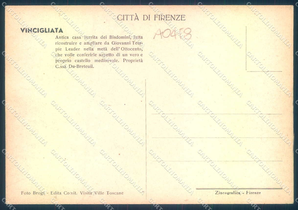 Firenze Vincigliata Castello FG cartolina JK0131 – retro