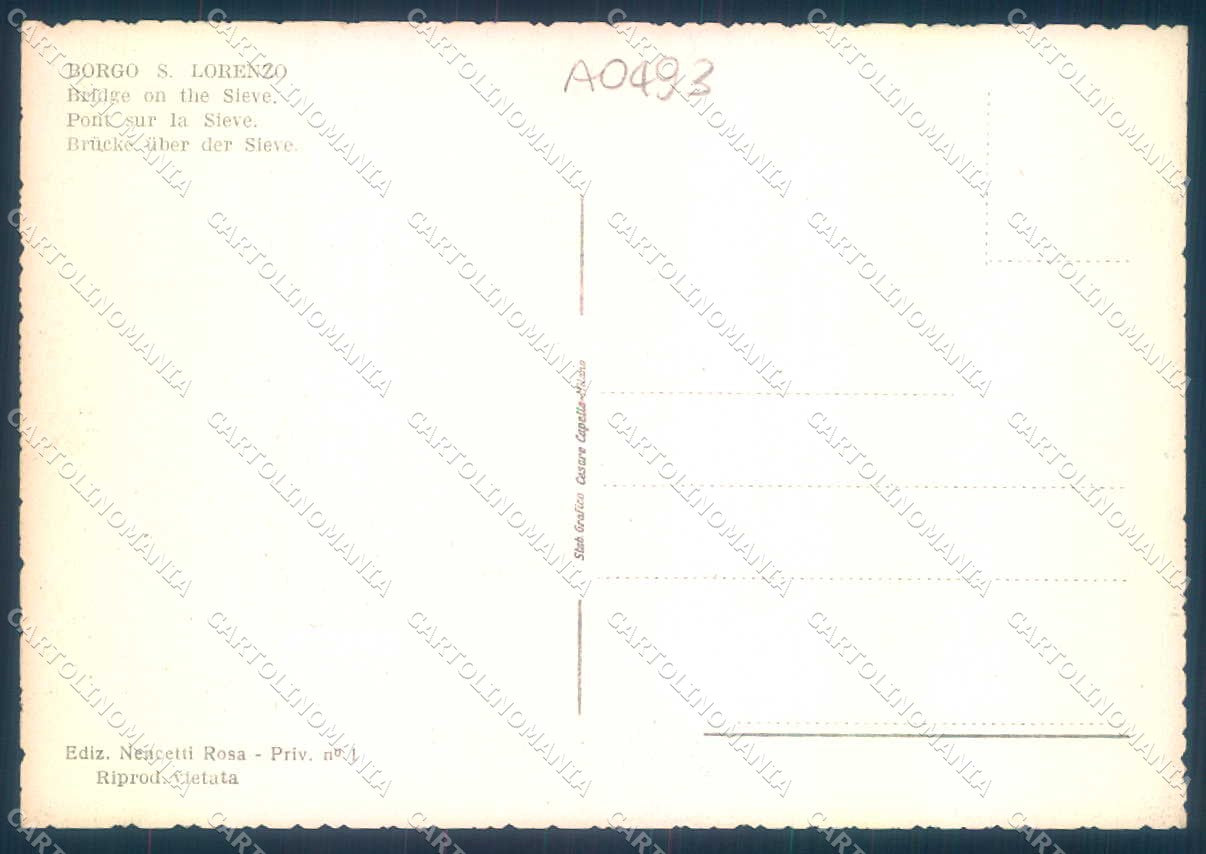 Firenze Borgo S. Lorenzo Ponte sulla Sieve FG cartolina JK0136 – retro