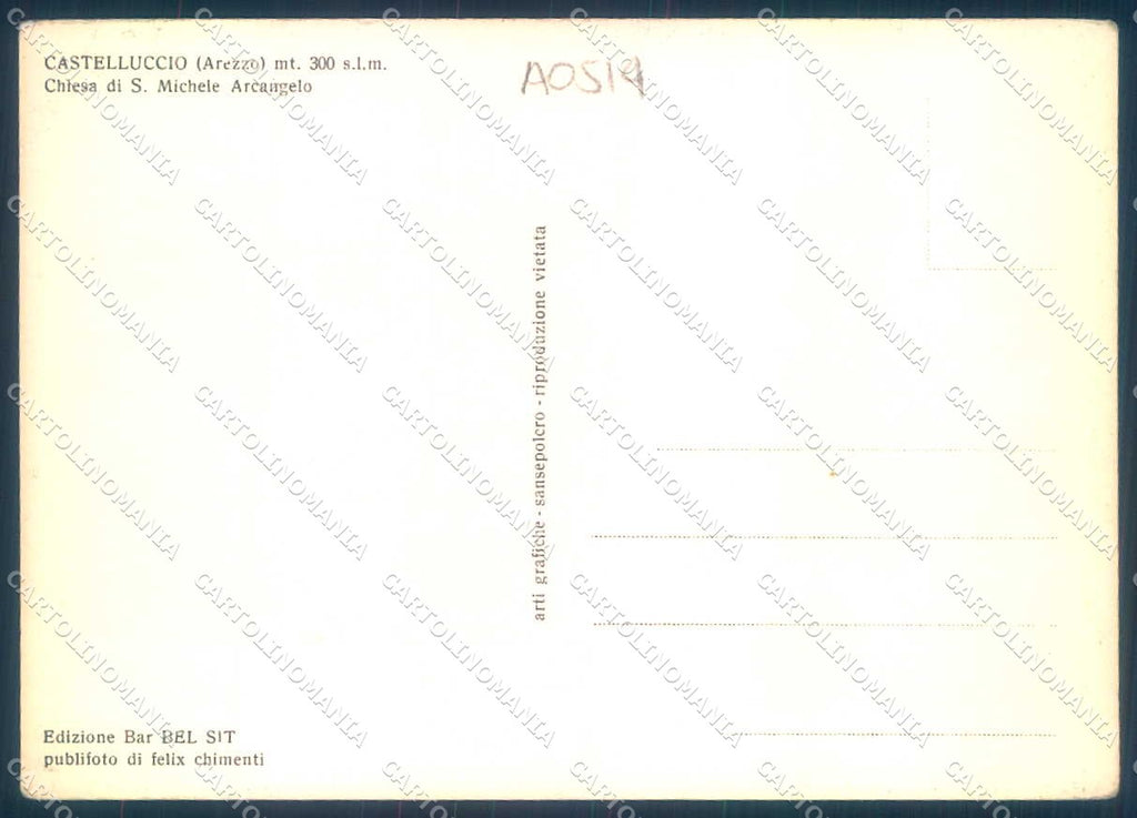 Arezzo Capolona Castelluccio Chiesa S. Michele Arcangelo FG cartolina JK0139 – retro