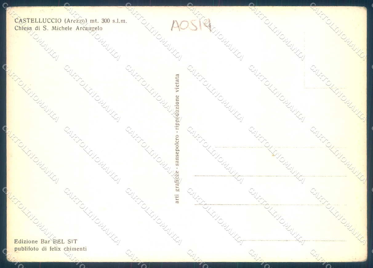Arezzo Capolona Castelluccio Chiesa S. Michele Arcangelo FG cartolina JK0139 – retro