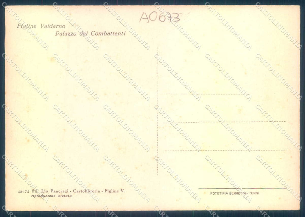 Firenze Figline Valdarno Palazzo Combattenti FG cartolina JK0181 – retro