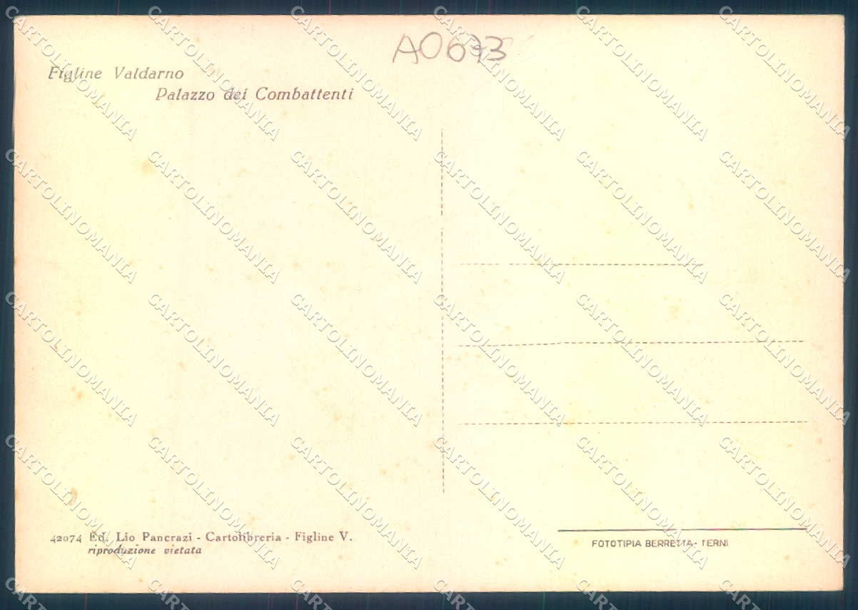 Firenze Figline Valdarno Palazzo Combattenti FG cartolina JK0181 – retro