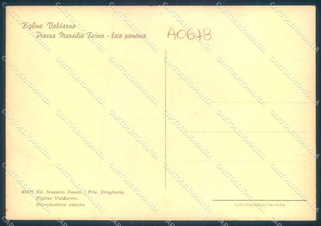 Firenze Figline Valdarno Piazza Marsilio Ficino FG cartolina JK0182 – retro