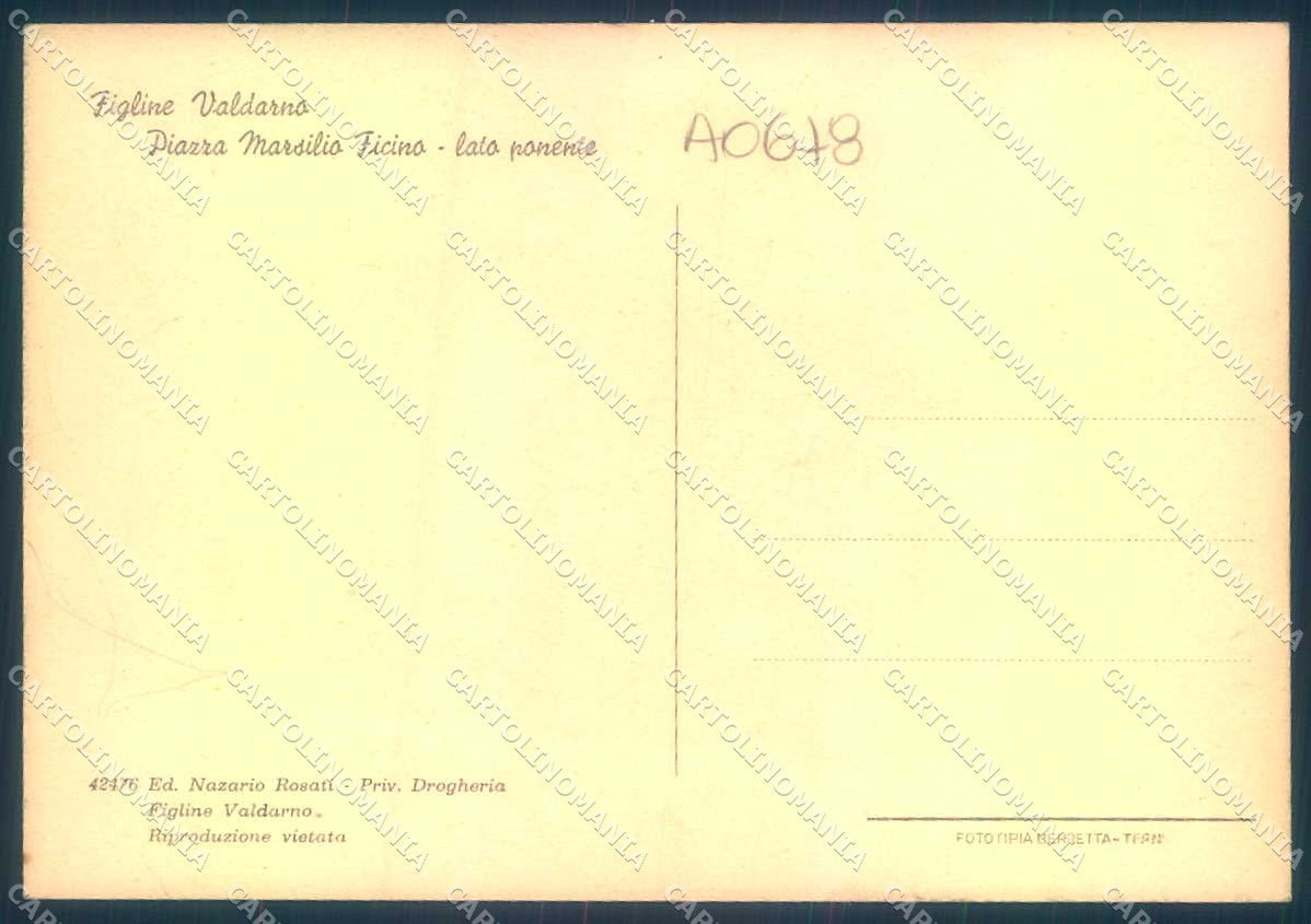 Firenze Figline Valdarno Piazza Marsilio Ficino FG cartolina JK0182 – retro