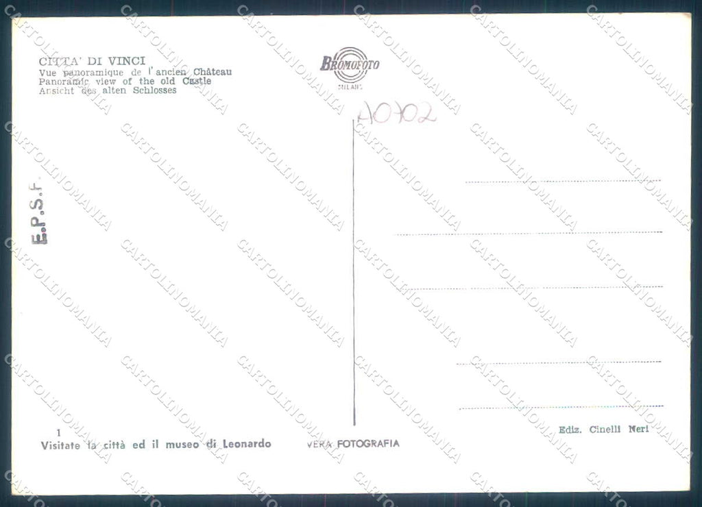 Firenze Vinci Chiesa PIEGA Foto FG cartolina JK0194 – retro