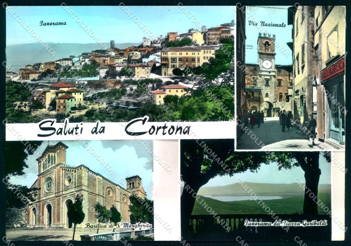 Arezzo Cortona Basilica Santa Margherita saluti da Foto FG cartolina JK0206 – fronte