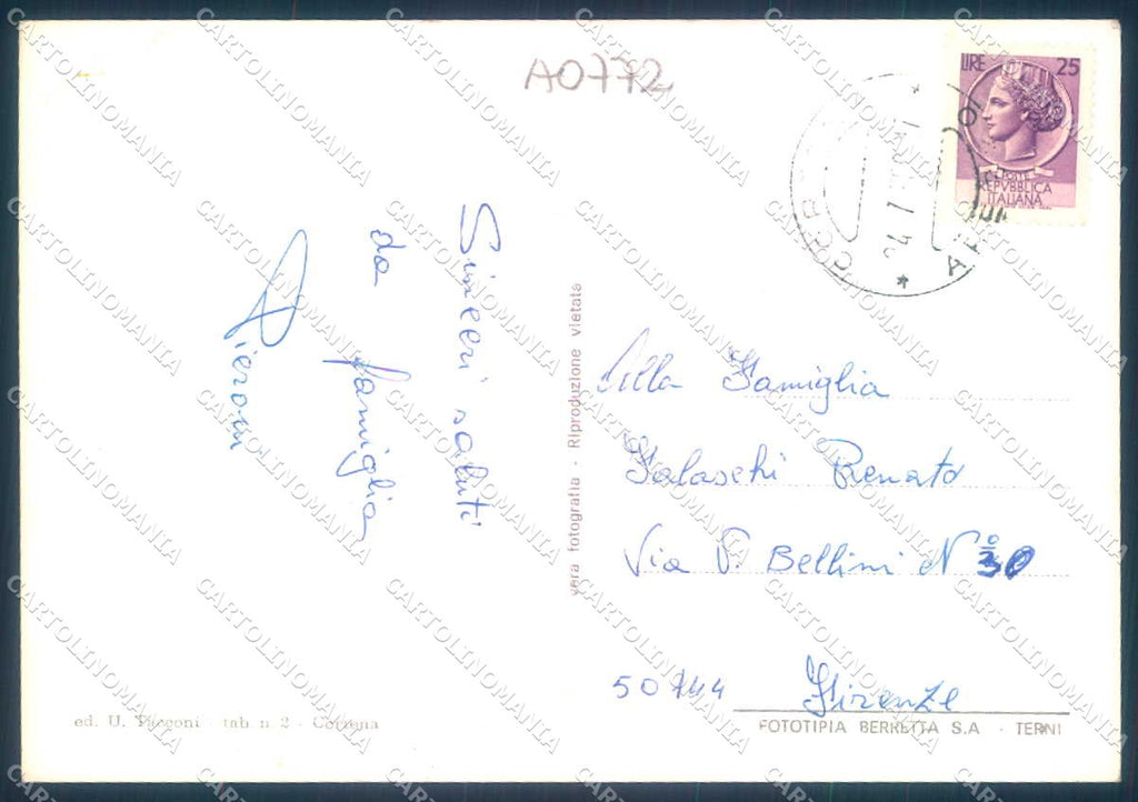 Arezzo Cortona Basilica Santa Margherita saluti da Foto FG cartolina JK0206 – retro