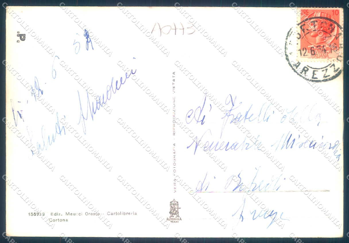 Arezzo Cortona Basilica Santa Margherita saluti da Foto FG cartolina JK0207 – retro