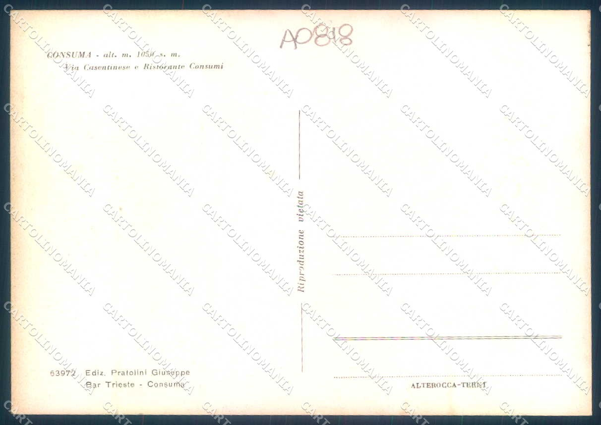 Firenze Consuma Ristorante Consumi Alterocca 63972 FG cartolina JK0225 – retro